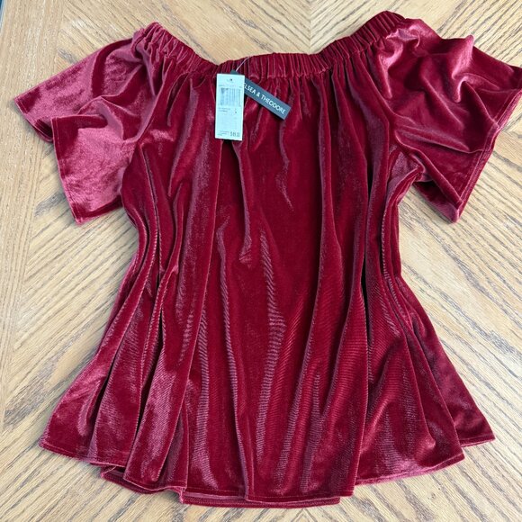 Chelsea & Theodore Women's Large Red Velvet Swing Top - Picture 1 of 11